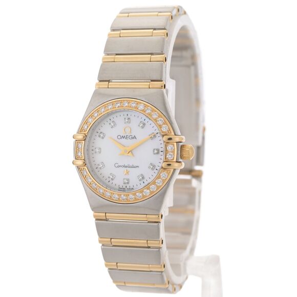 OMEGA Constellation 18k Gold MOP Diamond Dial & Bezel Full Bar 23mm Ladies Watch - Picture 2 of 13